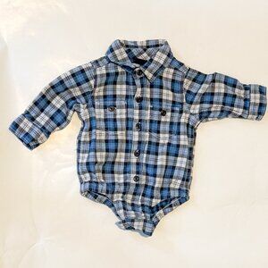 Baby GAP boys 3 -6 months button up collared shirt in plaid